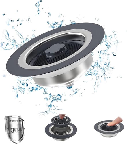 Universele Gootsteen Stop met Zeefmand 3-in-1 Snel Afvoerend Ontwerp RVS