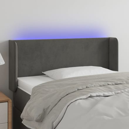 vidaXL - Hoofdbord - LED - 93x16x78/88 - cm - fluweel - donkergrijs