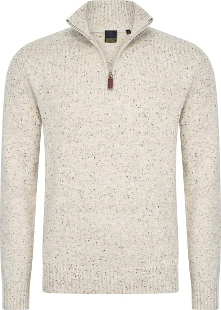 Mario Russo Skipper - Heren Trui - Half Zip - Beige - M