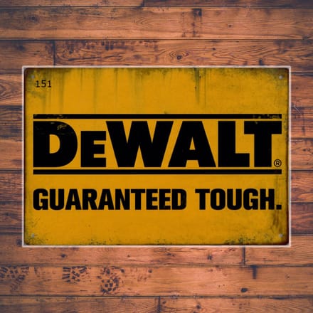 Wandbordje DeWalt Gereedschap Logo Accu Geerdschap