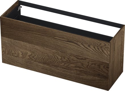 INK wastafelonderkast 2 laden greeploos push to open echt hout 140x45x65cm, massief eiken charcoal