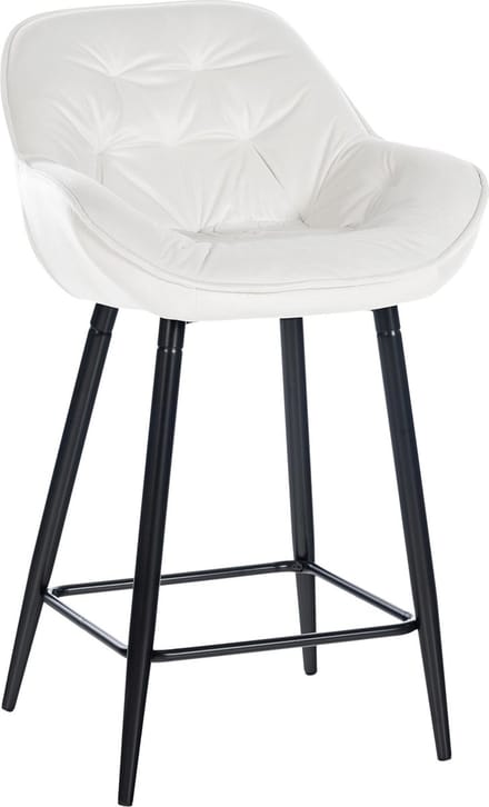 CLP Gibson 76 Barkruk - Met armleuning - Met rugleuning - Fluweel - Velvet - cremewit/zwart