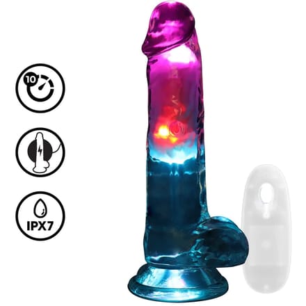 LED Vibrating Straight Cock with Balls - 7" / 18 cm - Transparent