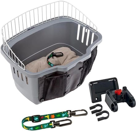 Fietsmand Hond - Reisbox Dier - Samen Fietsen - Snelkoppelingssysteem - 47 x 355 cm - Grijs