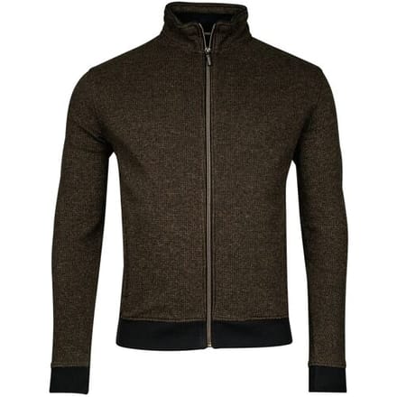 Baileys Vest 2-Tone Jacquard Doubleface Interlock Sweat Cardigan Zip Donker Bruin / male