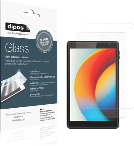 dipos – 2x Matte Pantserfolie geschikt voor Logicom Tab 80 8 Zoll | 9H Screenprotector
