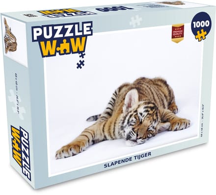 Puzzel Tijger - Slaap - Wit - Legpuzzel - Puzzel 1000 stukjes volwassenen