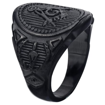 Heren ring Vrijmetselaars Edelstaal Zwart -19mm
