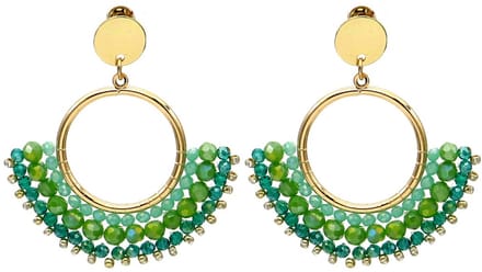 Oorbellen met glaskralen – groen – 5x4,5 cm