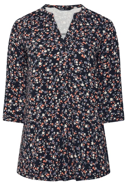 Yours Zwart Shirt Met Bloemenprint Size 62-64