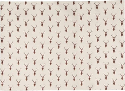 Clayre & Eef Placemats Set van 6 48x33 cm Beige Rood Katoen Rechthoek Hert Tafelmat