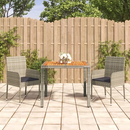 vidaXL - 3-delige - Tuinset - met - kussens - poly - rattan - grijs