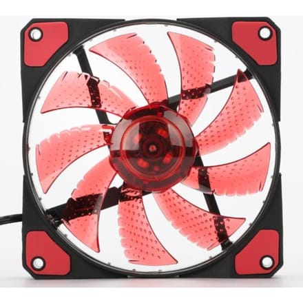 Ultrastille, trillingsdempende ronde computerkoelventilator met 15 lampen rood