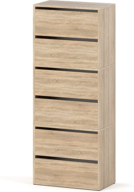 Meubel Square - Schoenenkast STEP - Set van 3 - Eiken - Modulaire schoenenkast zonder handgrepen