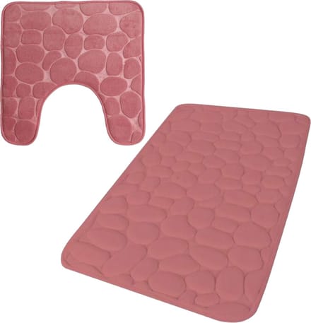 Urban Living badkamer droogloop matjes/tapijt - set 2x stuks - memory foam - oud roze