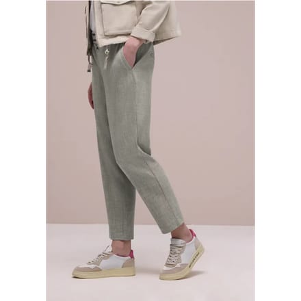 Mid Waist Slim Legs broek met gesp