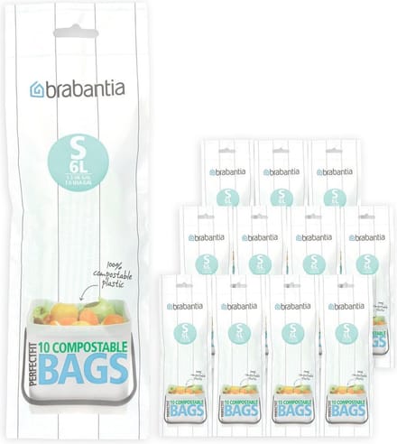Brabantia PerfectFit Composteerbare Vuilniszakken - 6 l - Code S - 12 rollen x 10 stuks