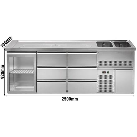 GGM Gastro Biertheke Premium PLUS - 2500x700mm - 1 Glastür & 6 Schubladen