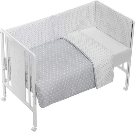 Interbaby Beddengoedset Star 120 X 60 Cm Katoen Grijs 3-delig