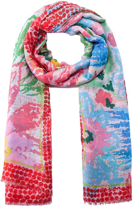 Emilie scarves - sjaal - bloemenprint - lang - Roze - Blauw