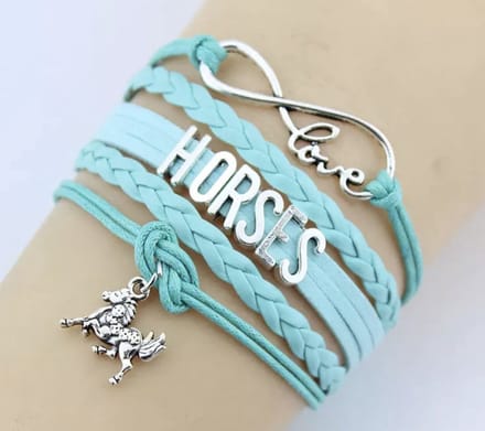 12Getit Armbandje Turquoise met paarden (Horses) hangertje.
