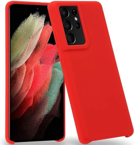 Solid hoesje Geschikt voor: Samsung Galaxy S21 Ultra Soft Touch Liquid Silicone Flexible TPU Rubber - Rood
