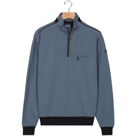 Baileys Trui Sweat Half Zip Two Tone Jacquard Doubleface Interlock Mid Denim Blue / male