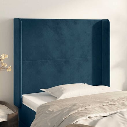 vidaXL - Hoofdbord - met - randen - 83x16x118/128 - cm - fluweel - blauw