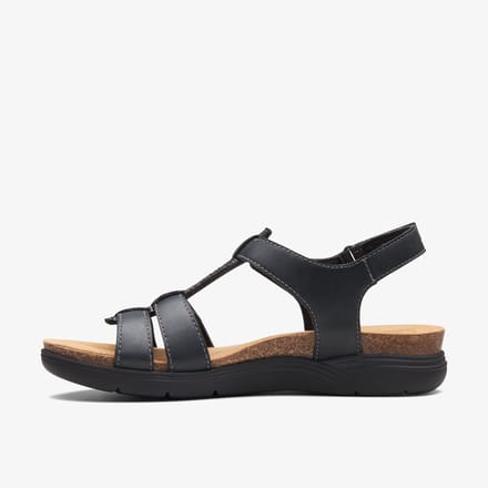 April Cove Zwarte Leren Sandalen