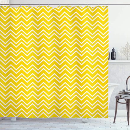 ABAKUHAUS Douchegordijn – Chevron Geel/Wit – 175×240 cm