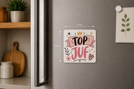 Koelkastmagneet MDF Top Juf – Magneet 9x7 cm – Bedankje voor Juf – Cadeau Einde Schooljaar