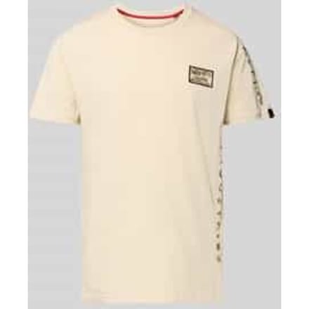 T-shirt met ronde hals, model 'Camo Sleeve'