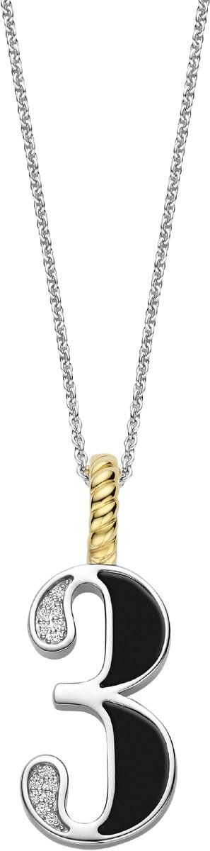 TI SENTO Dames Hanger - 925 zilver - Cijfer 3 - Zwart - 6841BL_3