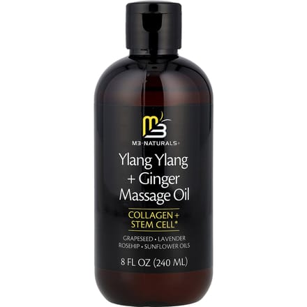 M3 Naturals, Huile de Massage Ylang Ylang + Gingembre, 8 fl oz (240ml) black