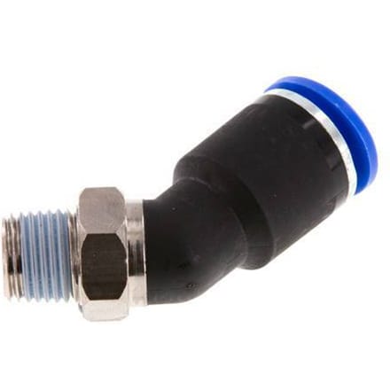 12mm x R1/4'' 45 graden L-verbinding Messing/PA 66 Insteekfitting Buitendraad NBR [2 Stuks]