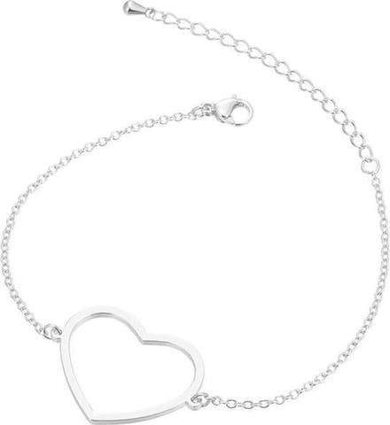 24/7 Jewelry Collection Hart Armband - Open - Zilverkleurig