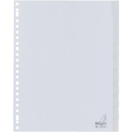 Kangaro tabbladen - A4 - PP 120 micron - grijs - 23-gaats - 10-delig venster