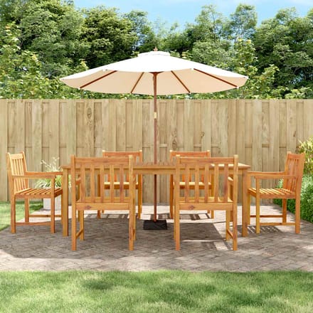 vidaXL - 7-delige - Tuinset - massief - acaciahout