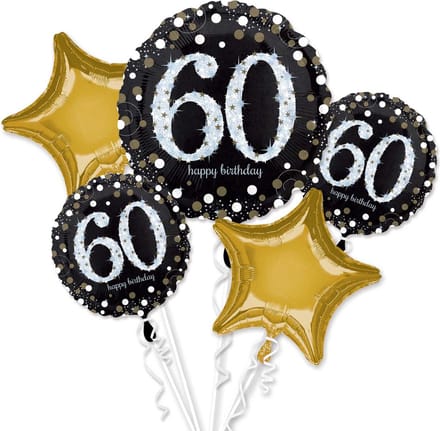 Boeket “Sparkling Birthday 60” 5 Folie Ballonnen