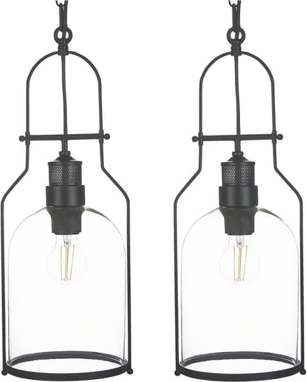 BASHILO - Handlamp set van 2 - Zwart - IJzer