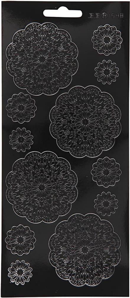 Stickers, bloemen, vel 10x23 cm, zwart, 1 vel