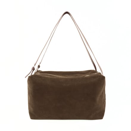 Solier Lora FL42 - Suède Schoudertas Dames - Ruime inhoud - Geschikt voor A4 - Kleur Cappuccino
