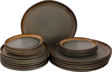 Palmer - Serviesset - David Mucky - 6 persoons - Bruin - Stoneware - Bordenset - 18-delig