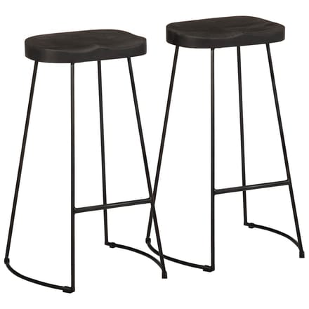 vidaXL - Barkrukken - 2 - st - zwart - 45x40x78 - cm - massief - mangohout
