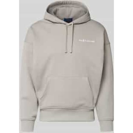 Relaxed fit hoodie met labelstitching en kangoeroezak