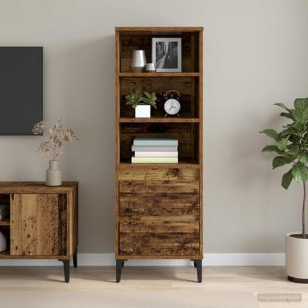 vidaXL - Highboard - Oud - hout - 40 - x - 36 - x - 110 - cm - Bewerkt - hout