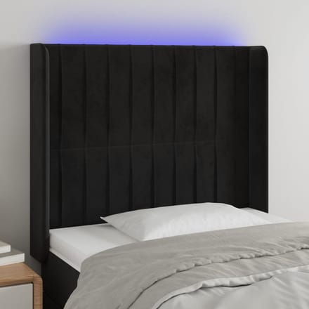 vidaXL - Hoofdbord - LED - 93x16x118/128 - cm - fluweel - zwart