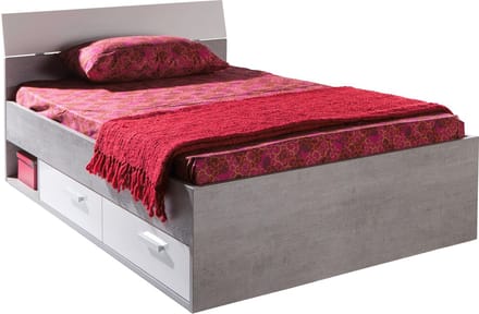 B Bright Opbergbed Mipiace met laden - 90 x 200 cm - concrete/white