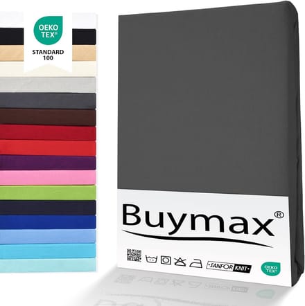 Fitted Sheet 90 x 200 cm, 100% Cotton Jersey, Mattress Height up to 25 cm, Anthracite Grey