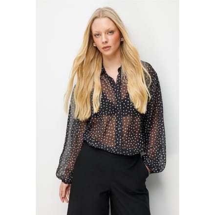 Gestipte Chiffon Knopenblouse